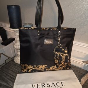 Versace Black and Gold Tote Bag